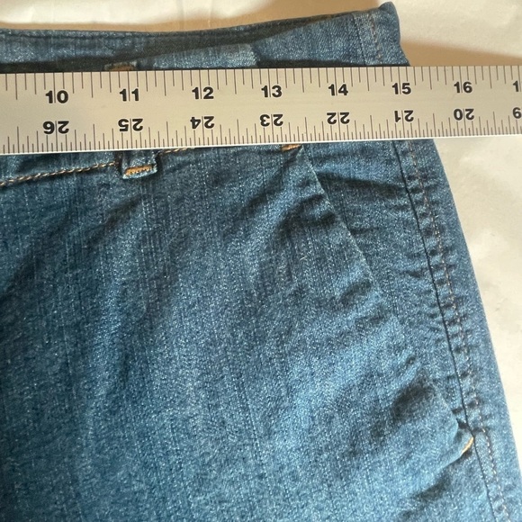 Theory Straight Wide Leg Flare Denim Trousers Jeans Womens 6 Blue Cotton Stretch - Picture 11 of 16